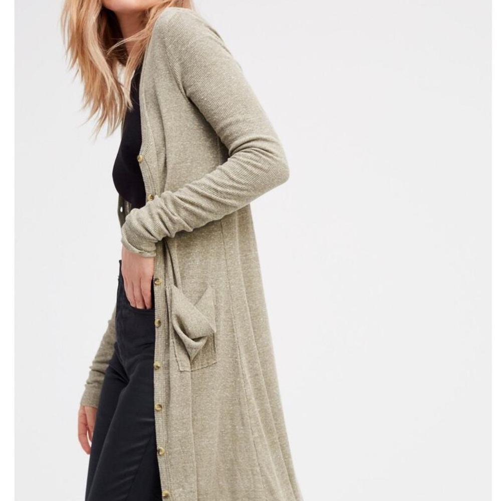 Free people ribbed Women's Longline Cardigan Sweater